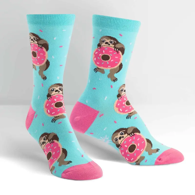 Sock It To Me Snackin' Sloth Womens Crew Socks 1