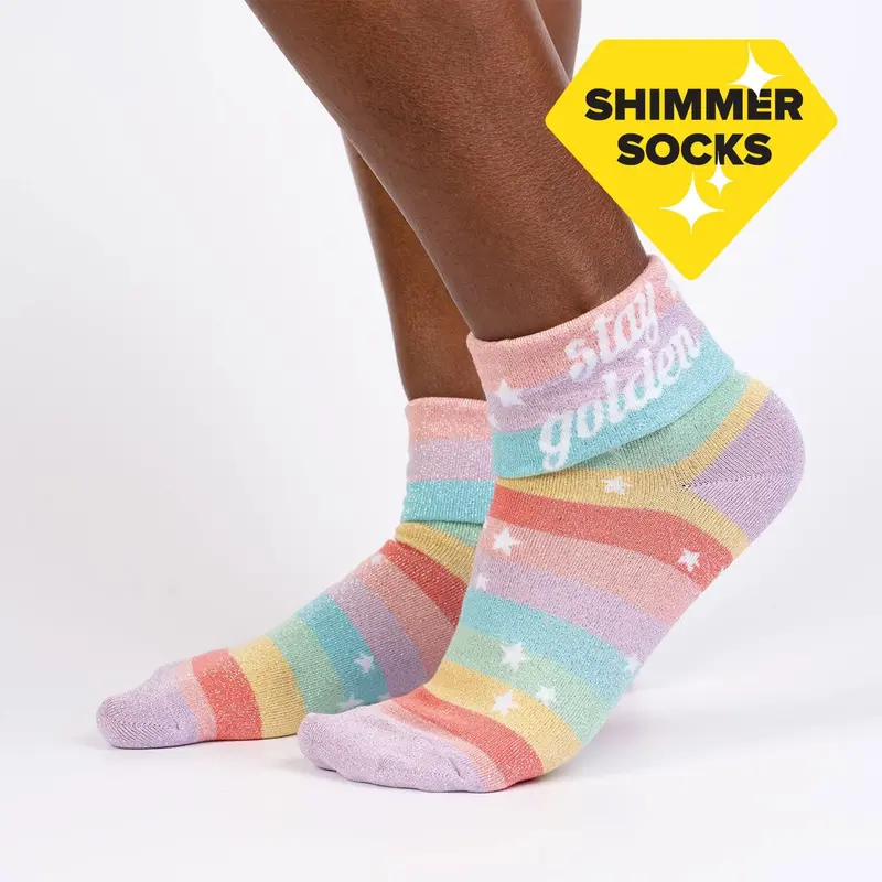 Sock It To Me Stay Golden Turn Cuff Crew Socks 1