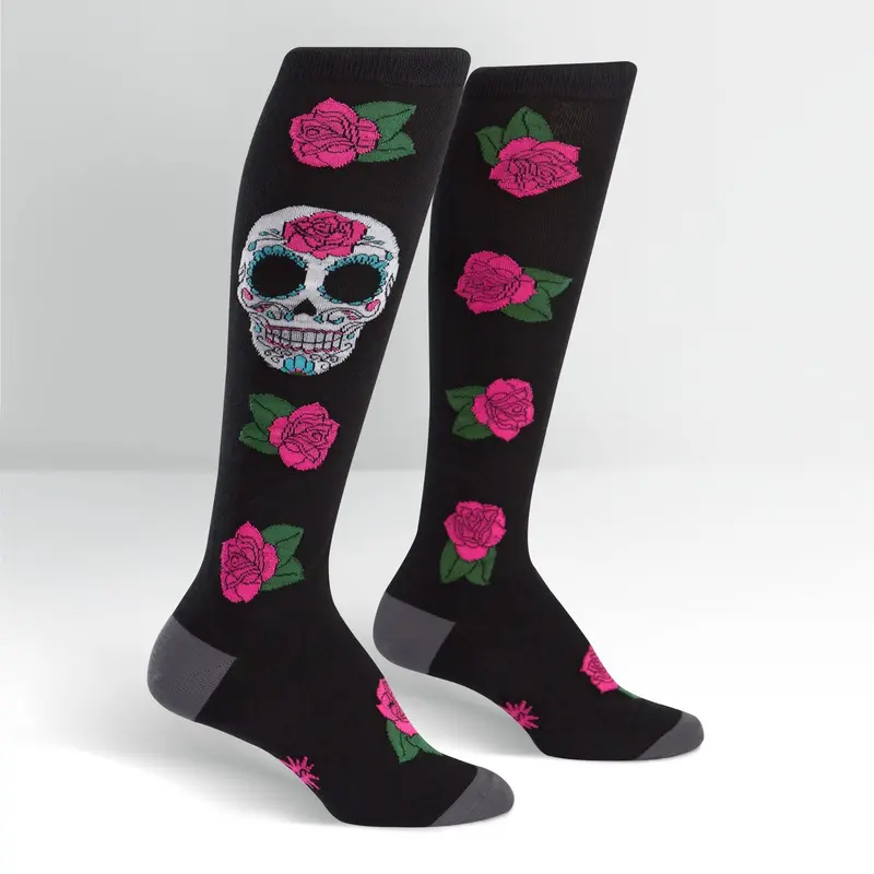 Sock It To Me Sugar Skull Knee High Socks 1