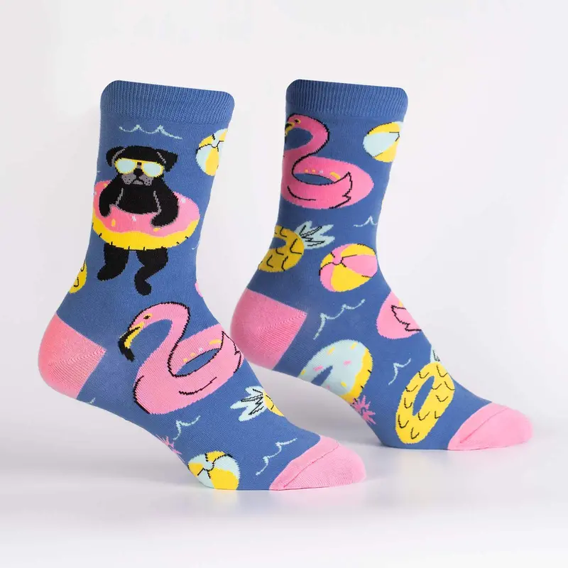 Sock It To Me Summer Puggin' Womens Crew Socks 1