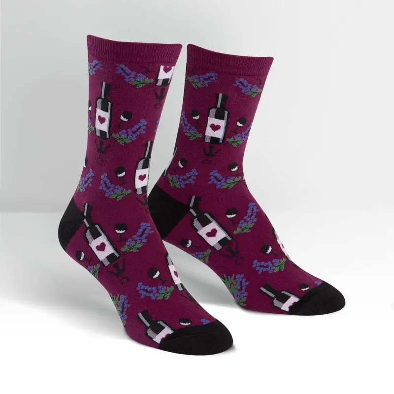 Sock It To Me Wine Womens Crew Socks 1