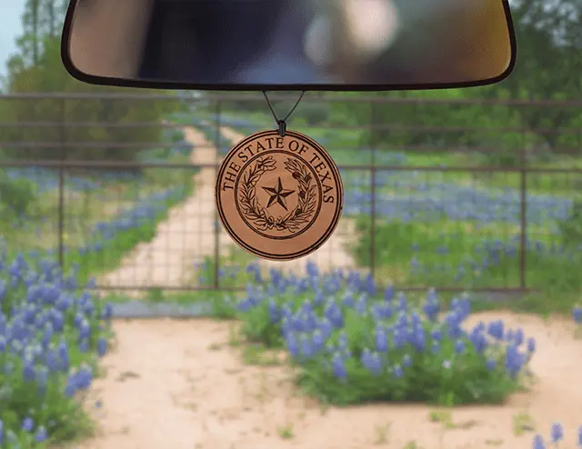 Texas State Seal Leather Car Freshener 1
