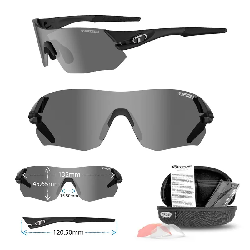 Tifosi Tsali Cycling Sunglasses With Three Interchangeable Lenses - Matt Black 1