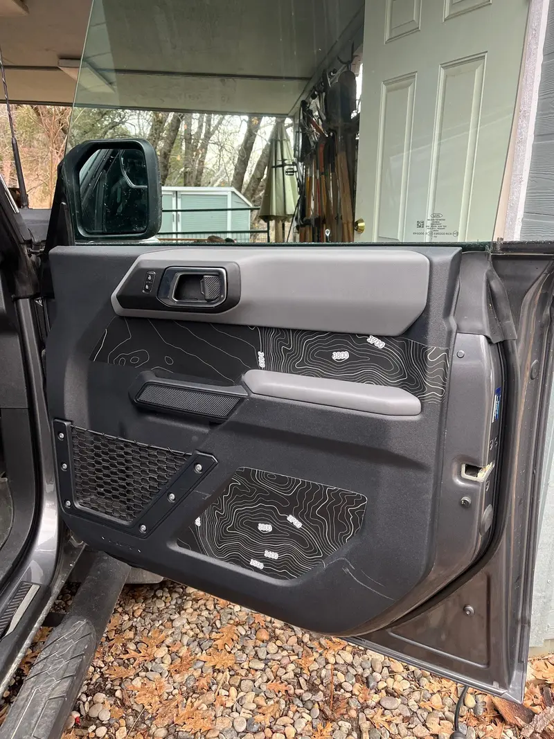Topo Front Interior Upper Door Card Insert Overlays (Printed Series) - 2021+ Bronco 4 Door 11