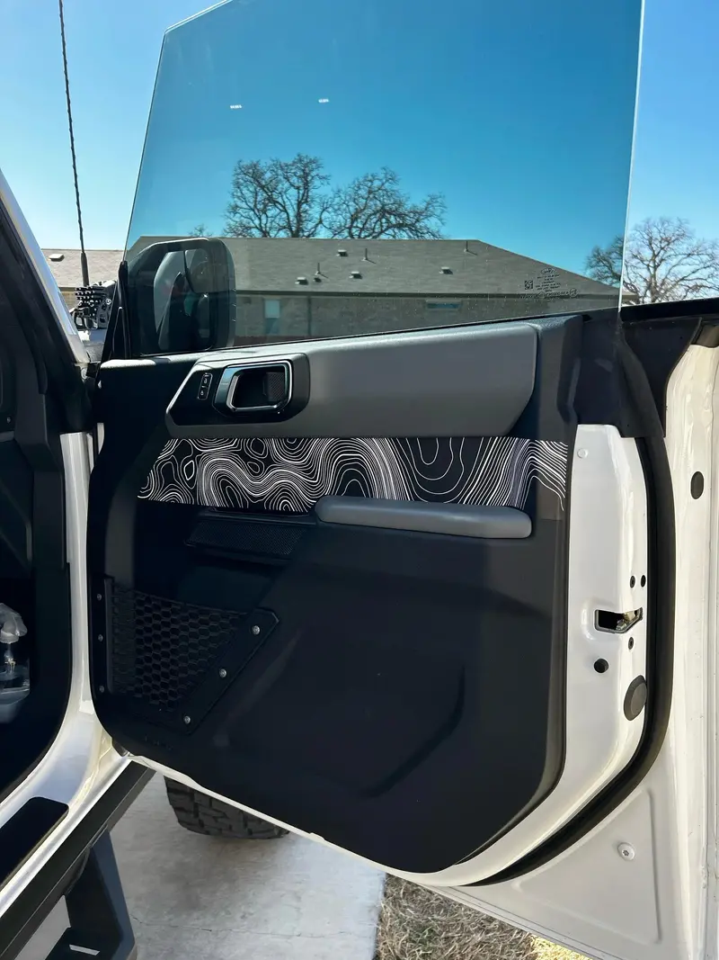 Topo Front Interior Upper Door Card Insert Overlays (Printed Series) - 2021+ Bronco 4 Door 4