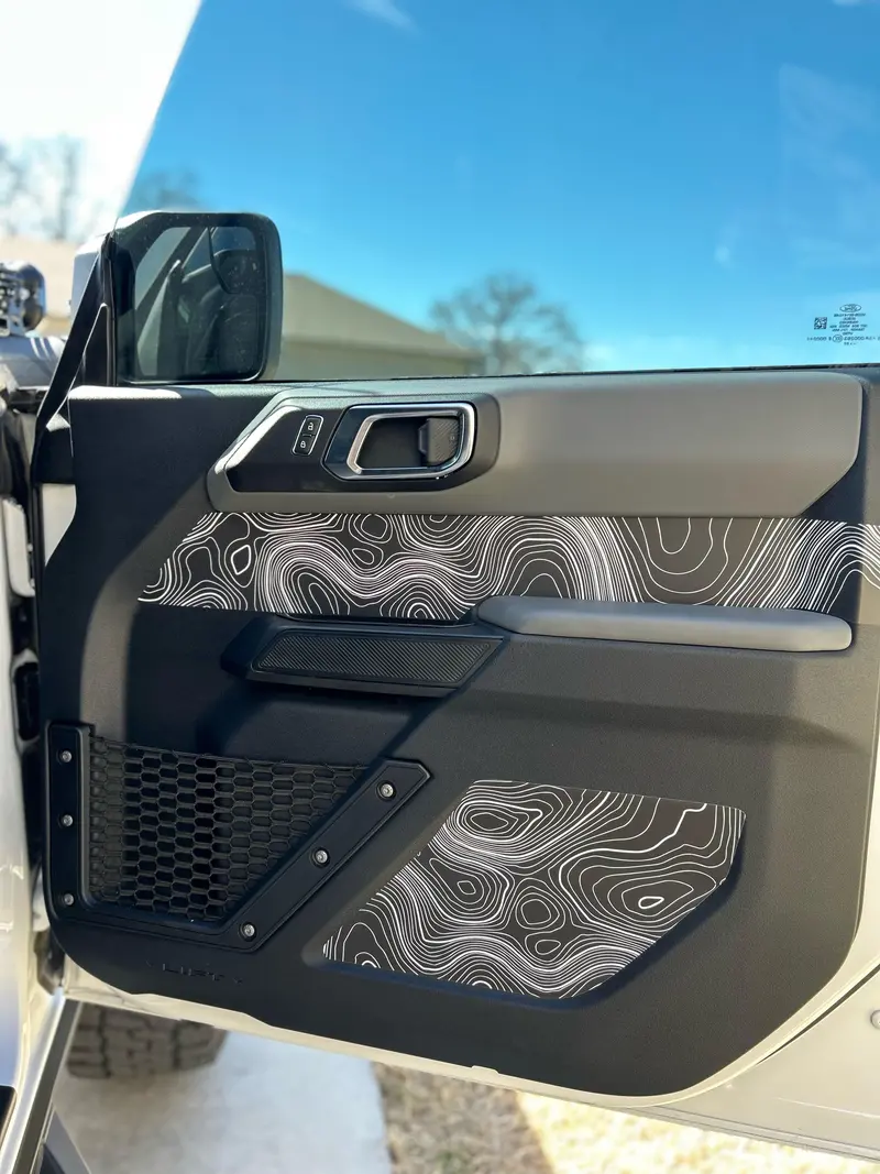Topo Front Interior Upper Door Card Insert Overlays (Printed Series) - 2021+ Bronco 4 Door 9