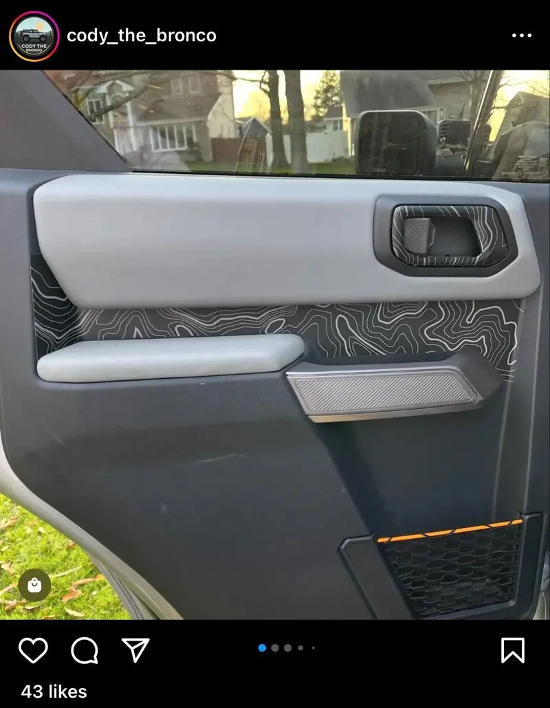 Topo Rear Interior Upper Door Card Insert Overlays (Printed Series) - 2021+ Bronco 4 Door 3