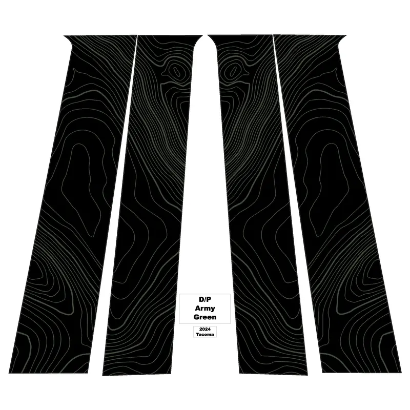 Topographic B Pillar Overlays - 2024+ Tacoma Double Cab / 2025+ 4Runner 1