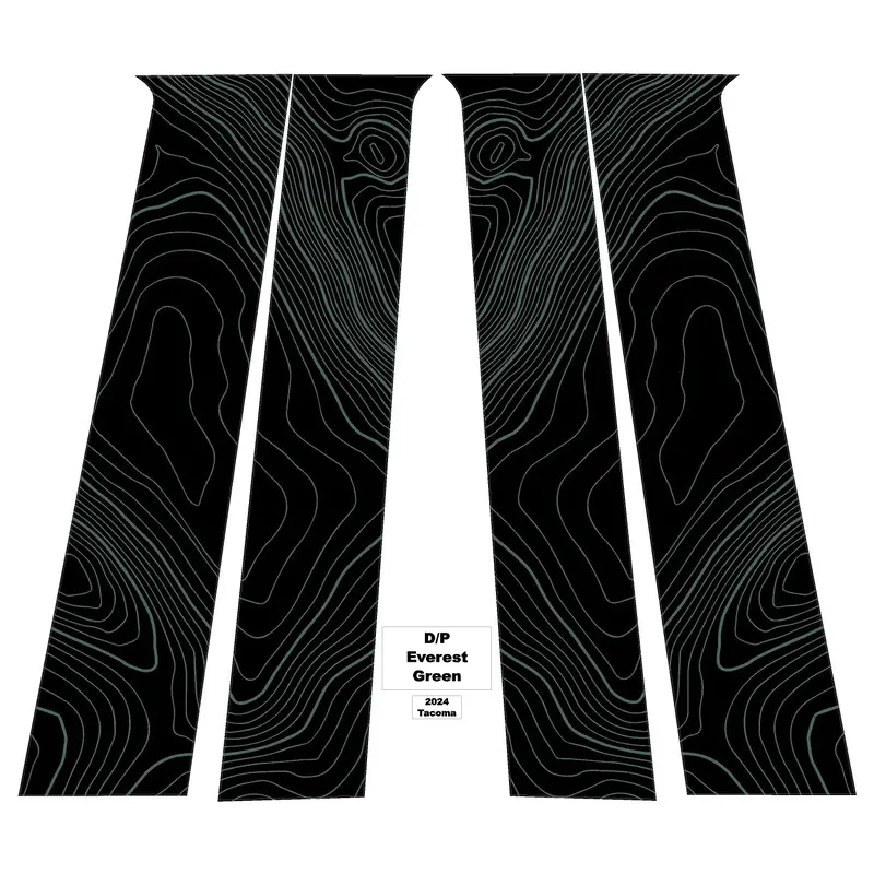 Topographic B Pillar Overlays - 2024+ Tacoma Double Cab / 2025+ 4Runner 7
