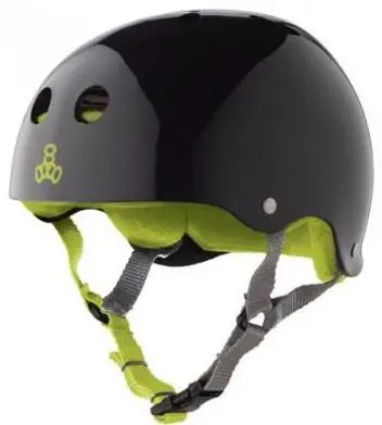 Triple 8 Skate Helmet Ss Black Gloss W Green Liner 1