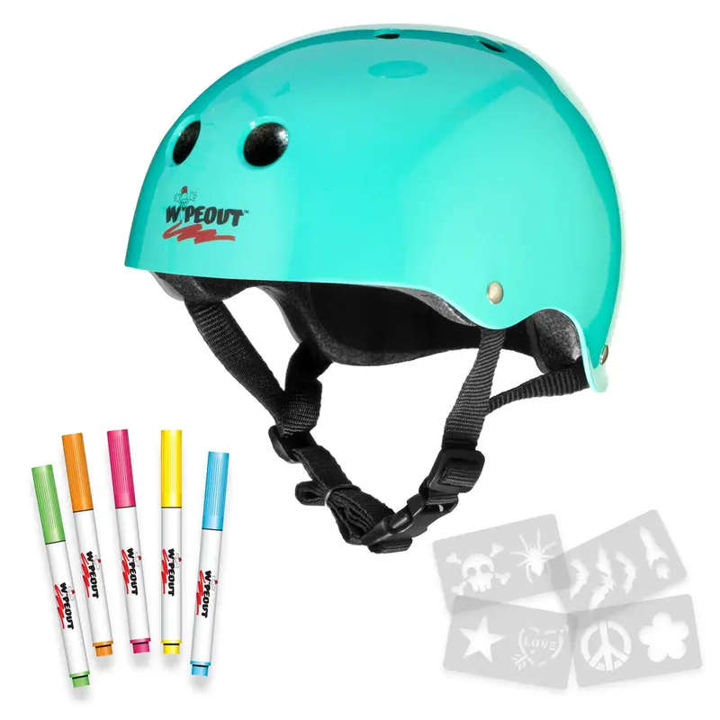Triple 8 Wipeout Dry Erase Youth Helmet Teal 1