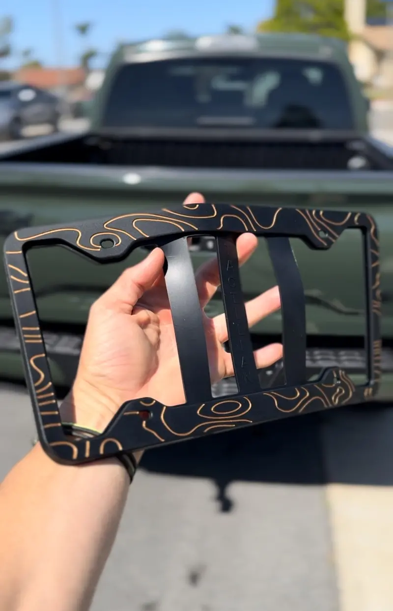 Two-Tone Silicone Topographic License Plate Frame - Anti-Rattle, Anti-Scratch Plate Wrap 1