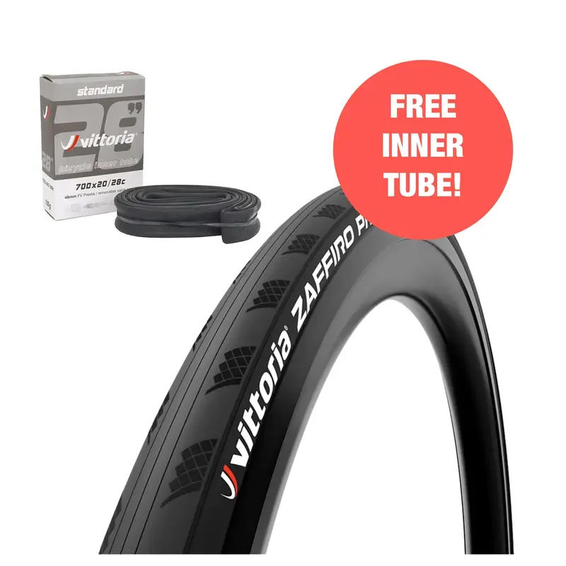Vittoria Zaffiro Pro G2 Road Tyre + Free Inner Tube 700X28mm, Black 1