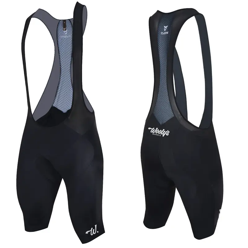 Wooly's Wheels Men's Cuore Silver Cycling Bib Shorts, Black 1