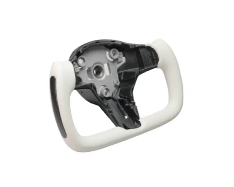 Ysw-16Sw - White Nappa Perforated Leather Yoke Steering Wheel For 2016-2023 Model 3, 2019-2023+ Model Y 1