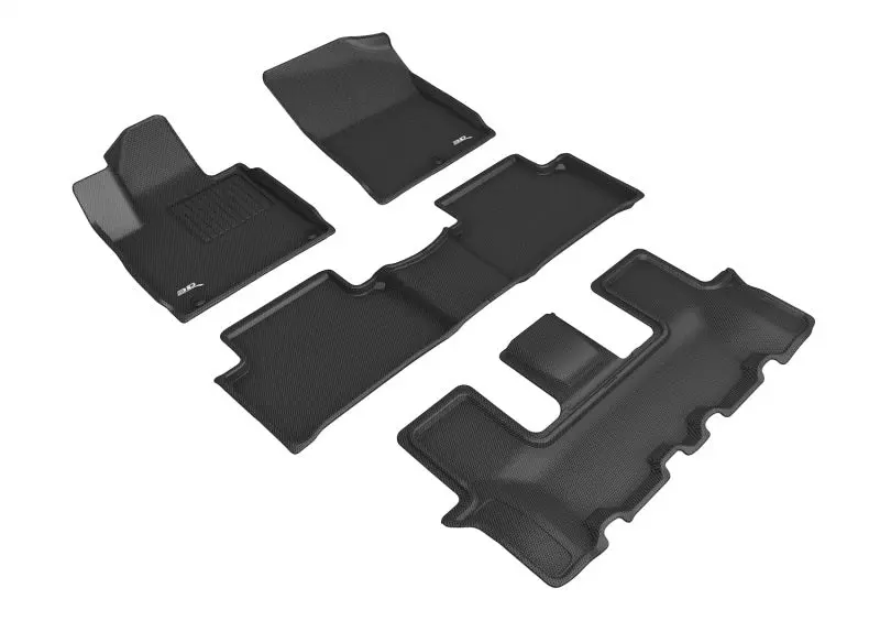 3D Maxpider Custom Fit Floor Liners For 2022–2023 Kia Sorento (7-Seat), Kagu Black – Rows R1, R2, R3 1