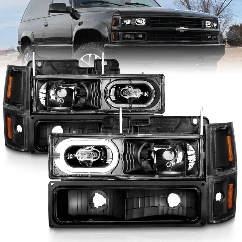 Anzo Crystal Headlight Assembly For 1988–1998 Chevrolet C1500 – Black Housing With Integrated Turn And Side Marker Lights 2