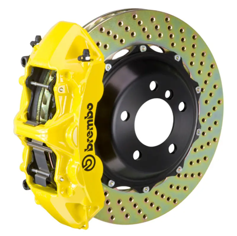 Brembo Gt Front Brake Kit – 6-Piston Calipers, Drilled 355X32Mm Two-Piece Rotors (Yellow) For 2012–2014 Cls350 1