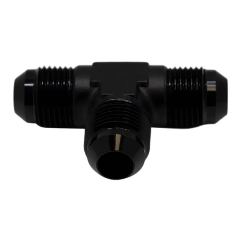 Deatschwerks 8An Triple Male Flare Tee Fitting – Matte Black Anodized Aluminum 1