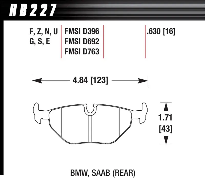 Hawk Hp Plus Rear Brake Pads For 1995–1999 Bmw M3 (E36) 1