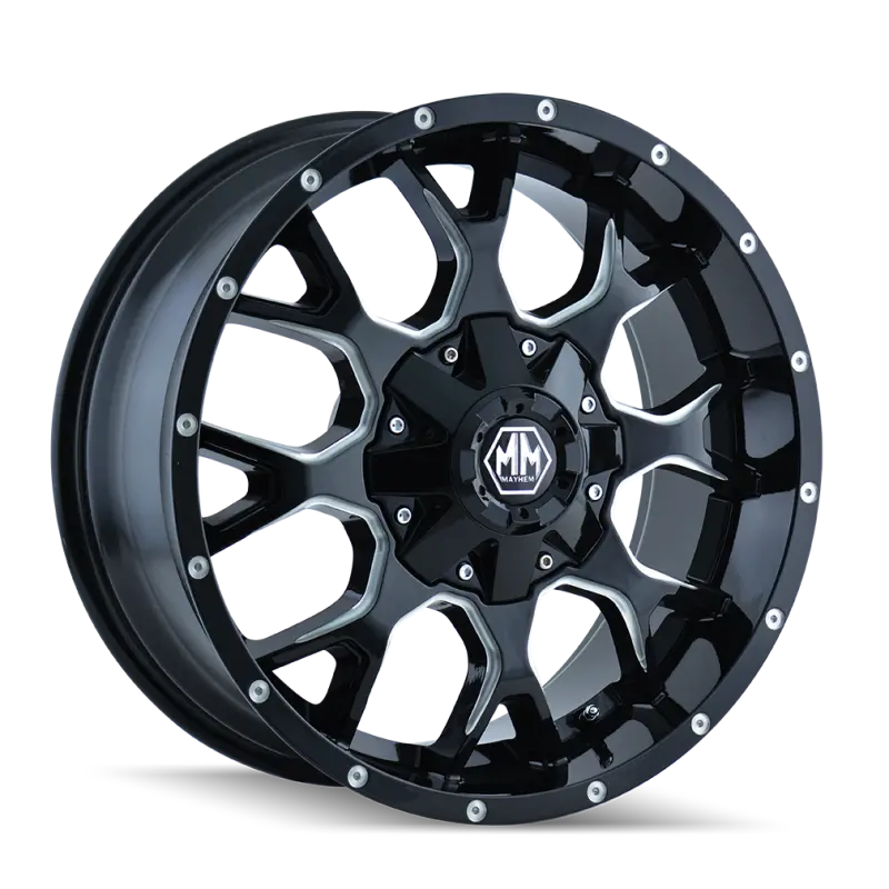 Mayhem 8015 Warrior 20X9 / 8X170 Bp / 18Mm Offset / 125.2Mm Hub Gloss Black Milled Wheel 1