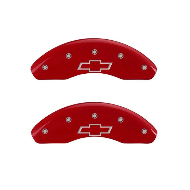 Mgp Engraved Front Caliper Covers – Bowtie-Embossed, Red Finish With Silver Chrome Accents 1