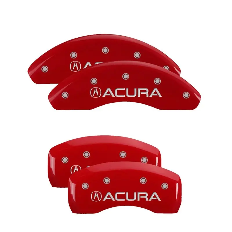 Mgp Engraved Red Caliper Covers For Acura – Front And Rear Set With Silver Accent 1