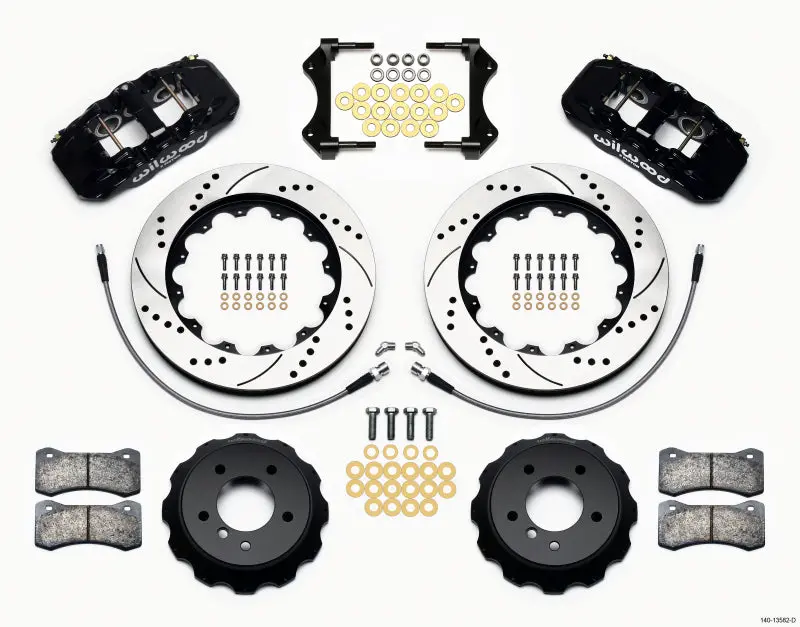 Wilwood Aero6 Drilled Front Brake Hat Kit With Lines For 2007–2011 Bmw E90 Series (14-Inch Rotors) 1